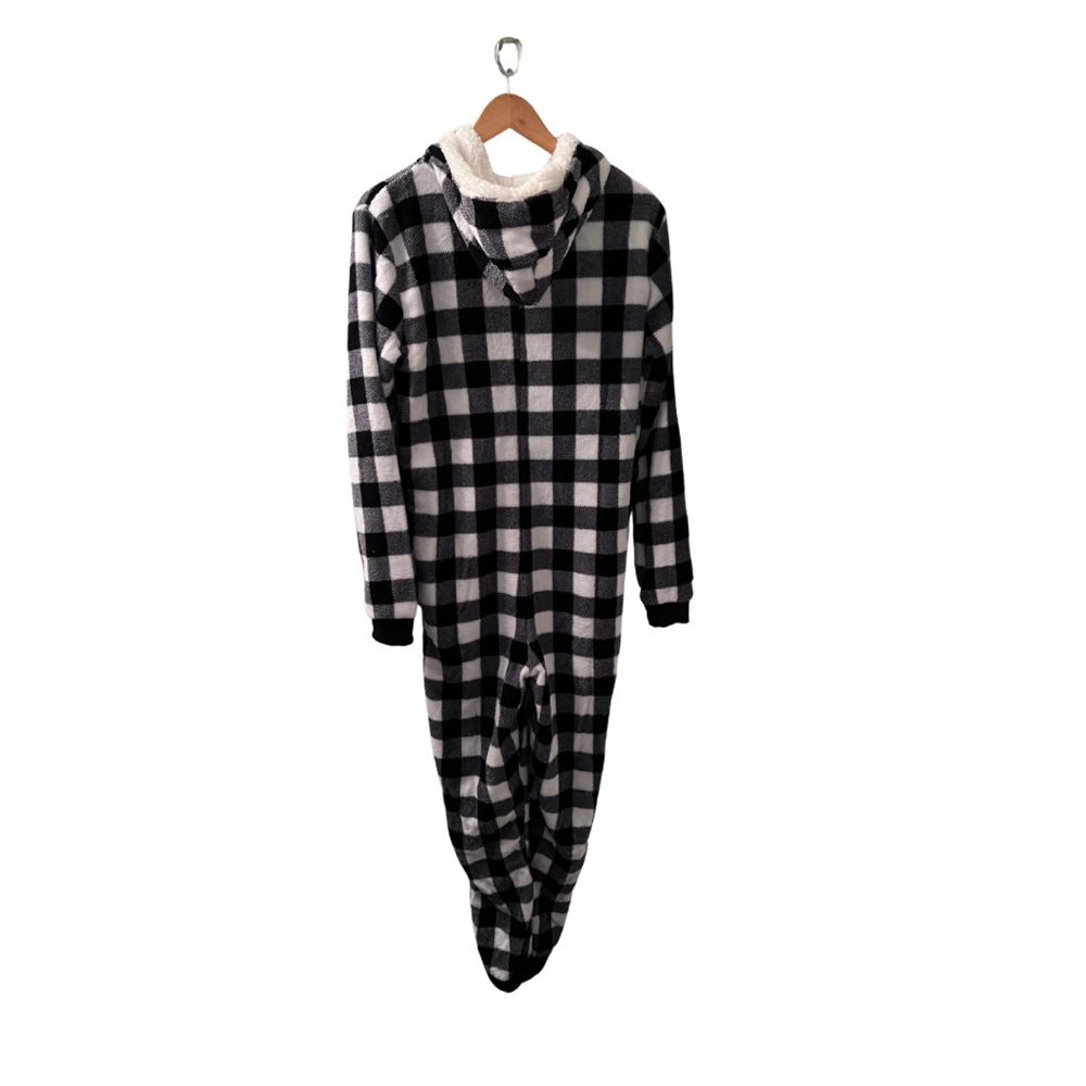 Black and White Checkered Hooded Onesie - Picture 2 of 4